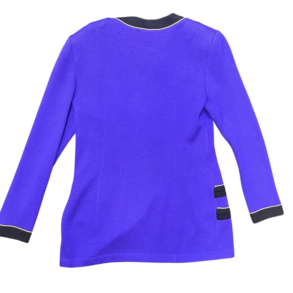 Vintage St John Collection Purple Santana Knit Logo Button Cardigan Jacket 10 - Picture 2 of 7